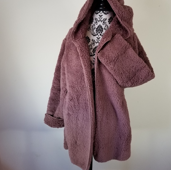 PINK Victoria's Secret Sherpa Teddy Hoodie Cardigan Jacket Medium / Large New - Picture 11 of 16